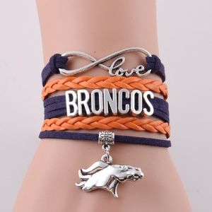 NFL Infinity Love Broncos Leather Charm Bracelet